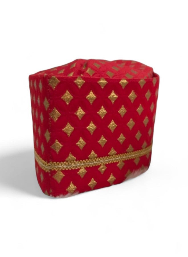 Firstdemand Traditional Golden Printed Wedding Cap for Men, Pooja Topi, Marriage Engagement Sakharpuda Topi - Image 2